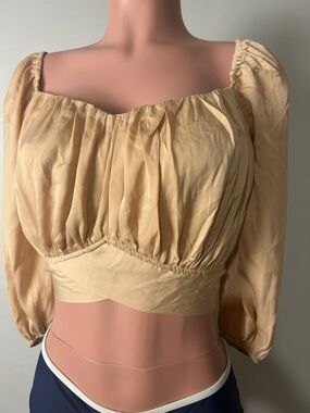 Europa The Label Light Beige Puff Sleeve Crop Top Size 1XL Baby Doll YY2K